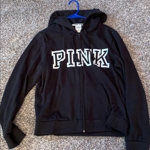 PINK black zip up hoodie